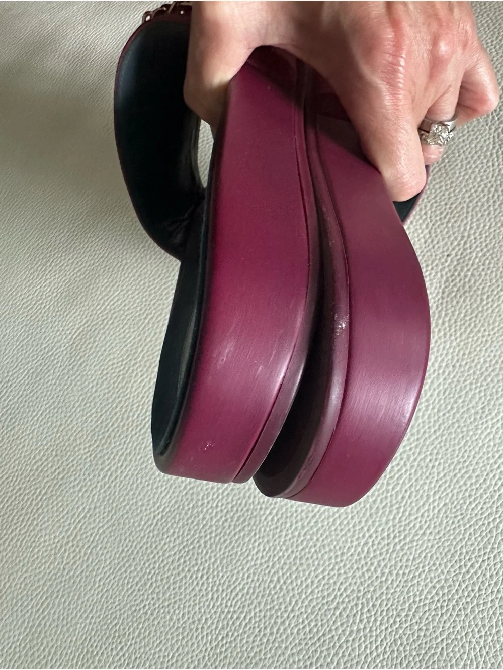 Chanel Gold Chain Tropiconic CC Slides in Dark Fuschia- Size EU 39